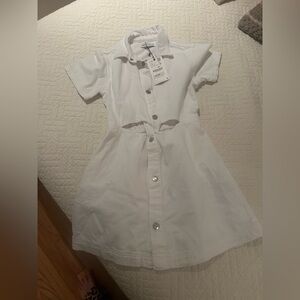 Zara girls white denim dress